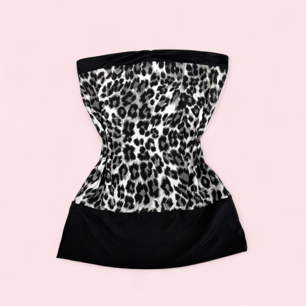 Vintage y2k Candies black & white cheetah print tube top